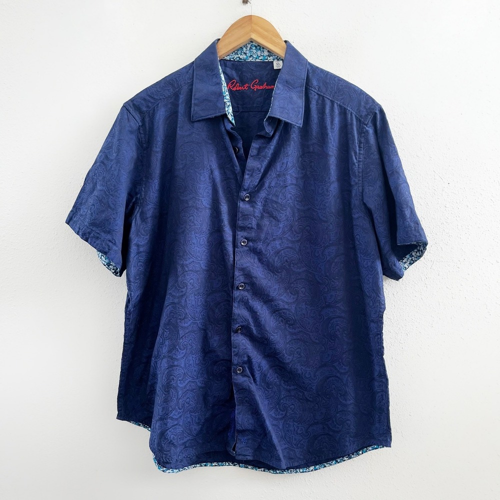 ROBERT GRAHAM Short Sleeve Button Down Shirt Size XL
